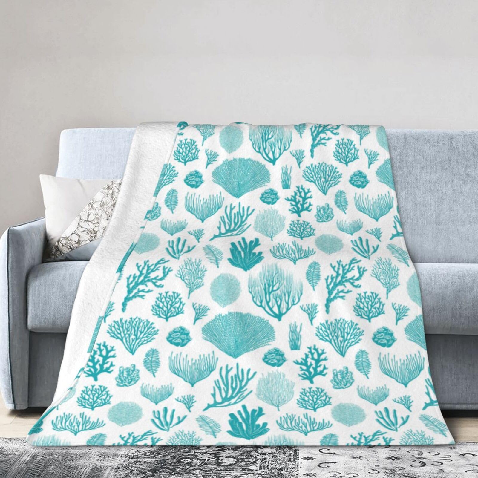 Noble Ren Marine Corals Ultra-Soft Micro Fleece Blanket Winter Warm Soft Lannel Fleece Throw Blanket For Couch Sofa Bed 50"X40"