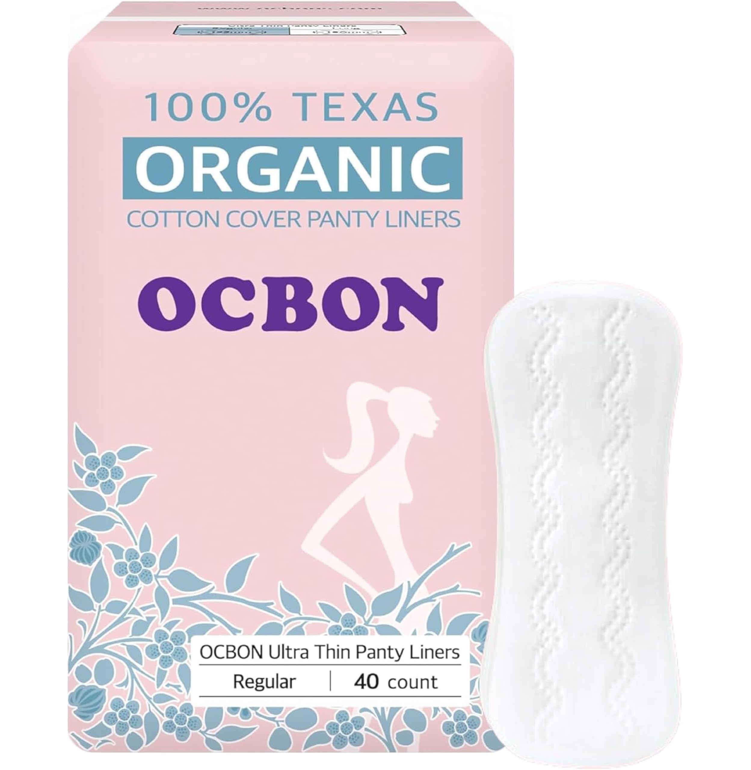 Ultra Thin Sanitary Pantyliners (Regular, 6.1 inch, 40 Counts) - Ultra Thin, Unscented 100% Organic Cotton Panty Liners for Women. Chemical-Free, Extra Soft, Ideal for Sensitive Skin