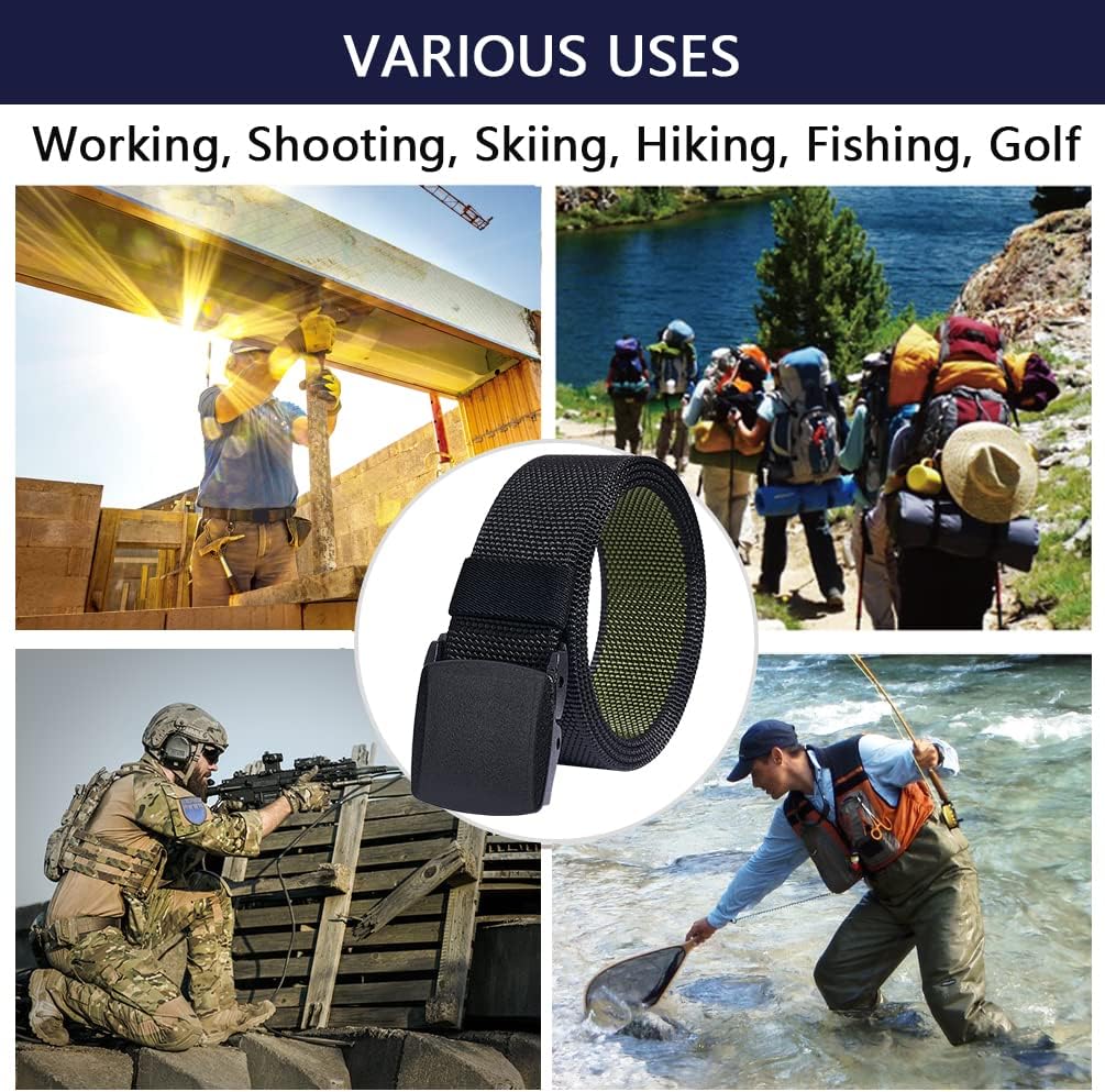 LionVII Mens Casual Belts Web - 2 Colors in 1 Reversible with YKK Plastic Buckle - Adjustable Trim to Fit 27-49" Waist - Image 7