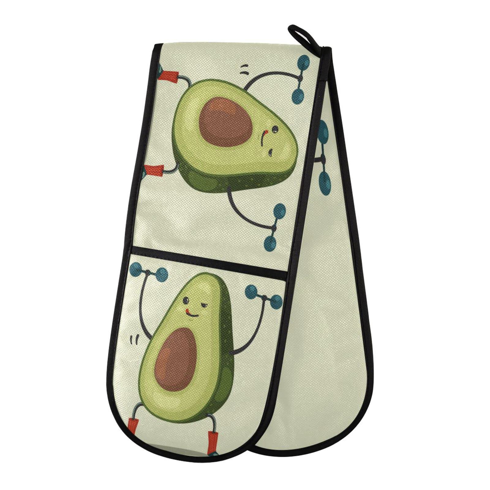 Double Oven Glove Cute Avocado Heat Resistant Double Ovens Mitt Modern Cooking Gloves Potholders