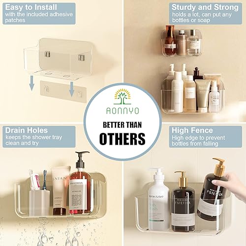 Miniatura 5 de AONNYO Estante de ducha - Organizador de ducha adhesivo para ducha, soporte para champú, estante de ducha de baño para ducha interior, soporte para