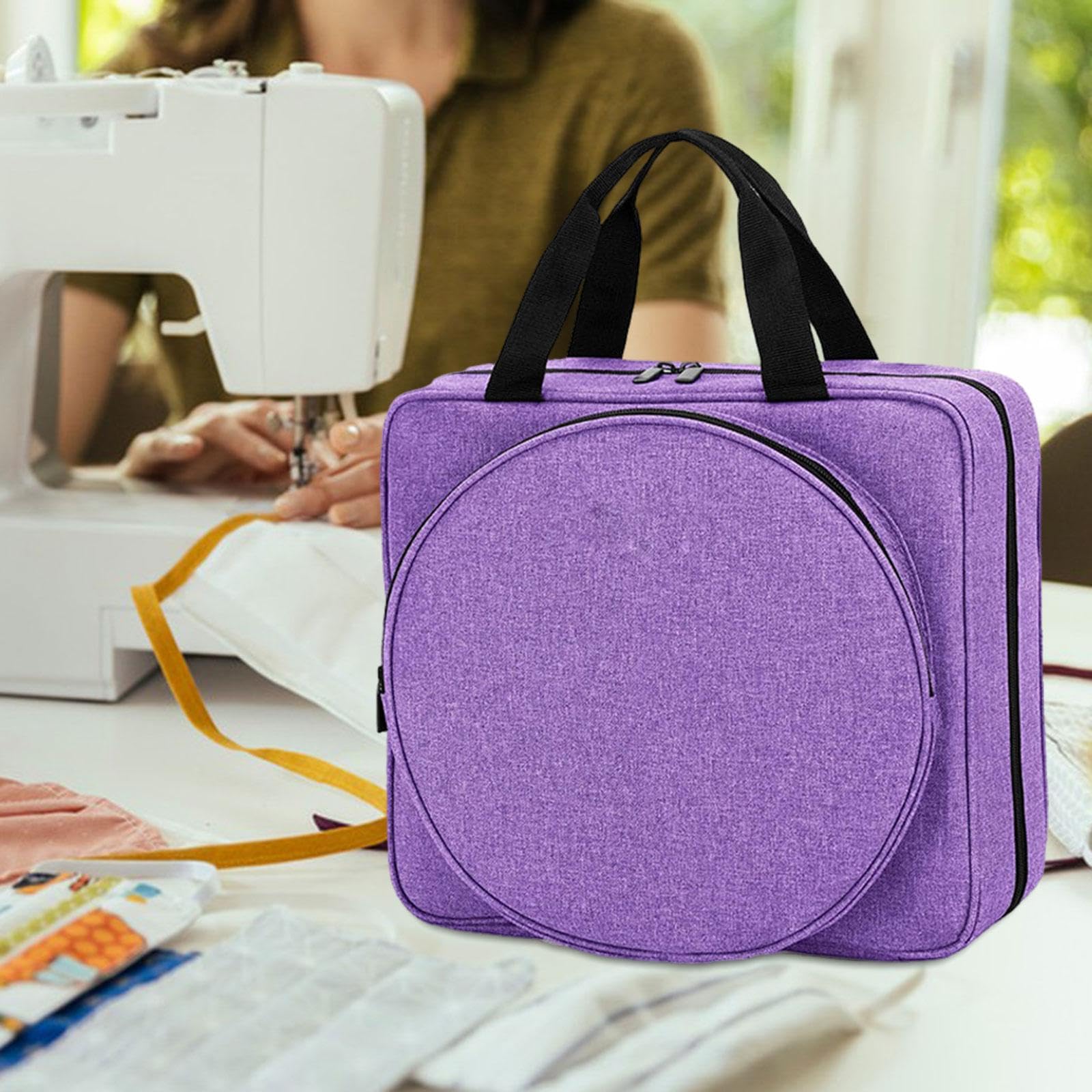 Nishiyuenyi Knitting Crochet Tools Tote Yarn Storage Bag Practical with Handle Large Capacity Sewing Kit Storage Bag, Purple