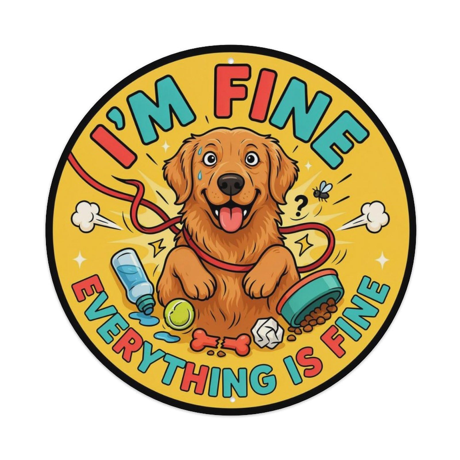 I'm Fine Everything Is Fine - Funny Dog Metal Tin Sign Plaque