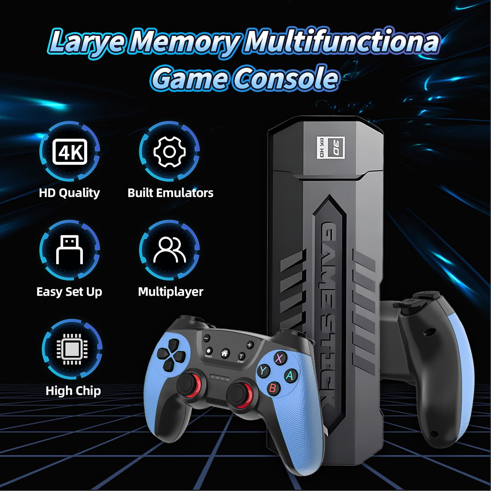 Console De Jeux Rétro X2 Avec 70000+ Jeux - Sortie HDMI 4K, 2 Manettes Sans Fil - Carte 256G Intégrée
