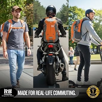 Reflective Motorcycle Backpack. Lightweight 35L sport Backpack for motorcycle, bike riders, Commuter essential