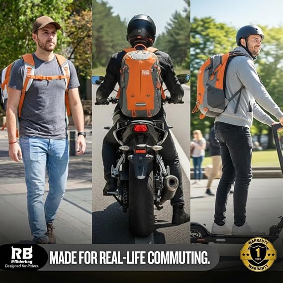 Reflective Motorcycle Backpack. Lightweight 35L sport Backpack for motorcycle, bike riders, Commuter essential