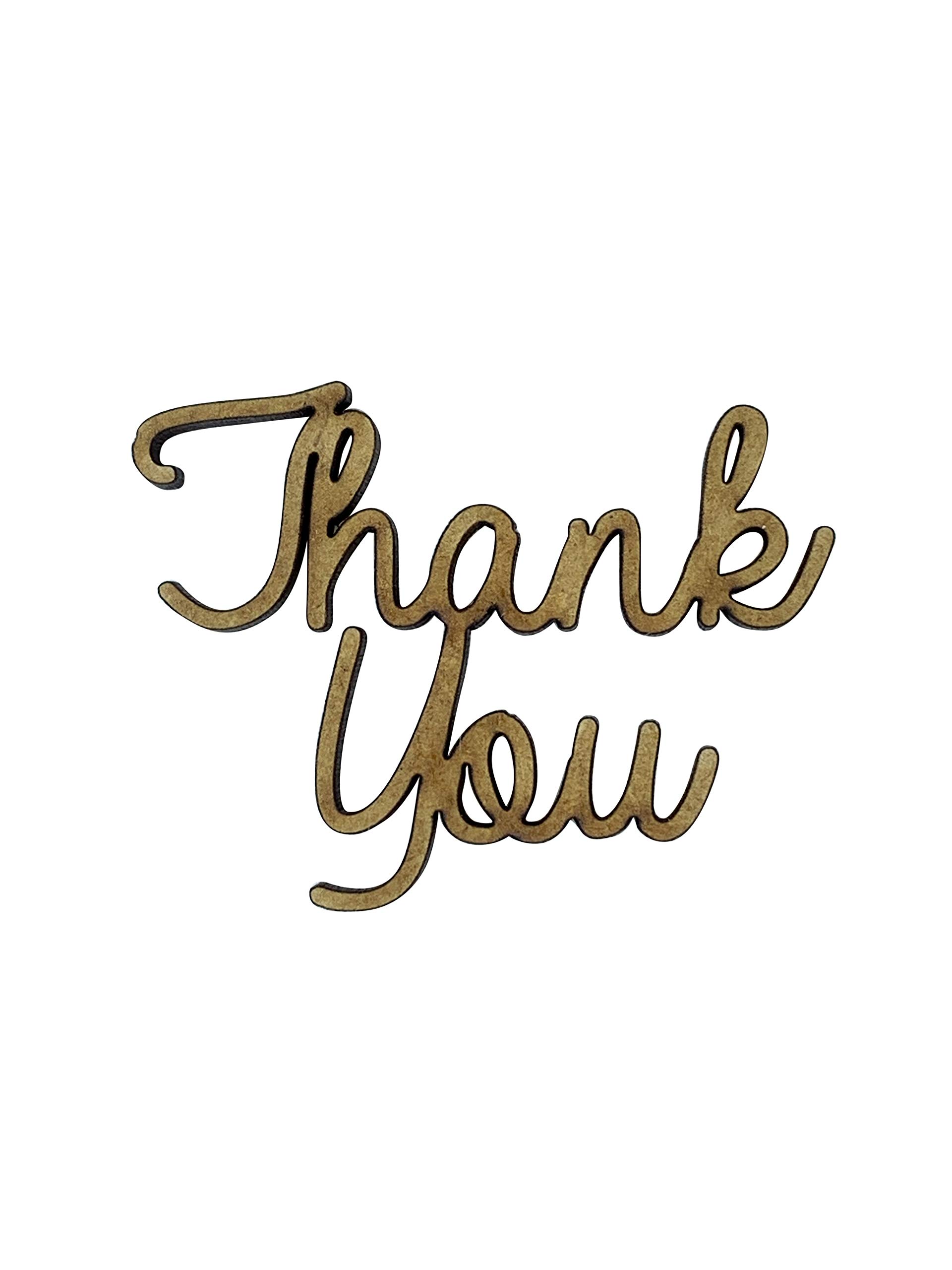 The Crafty Cow 6X Thank You Words 5Cm Wood Craft Embelishments Laser Cut Shape Mdf