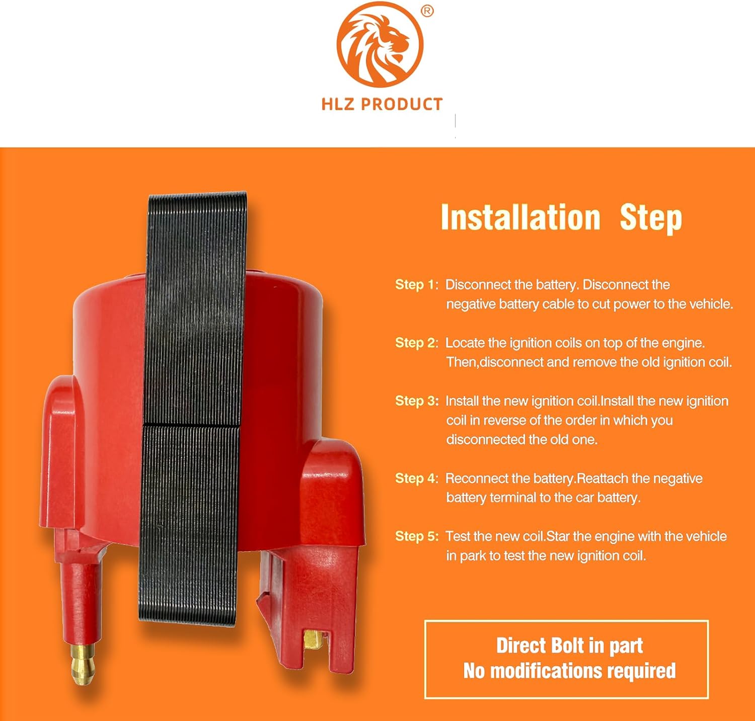 HLZPRODUCT High Spark Energy Ignition Coil Packs DG470 FD478 Set Of 1 Compatible With Ford P-350 F-150 F-250 F-350 Bronco Country Squire EXP Sable Taurus Tempo Lincoln Versailles Mark VII L4 L6 V6 V8