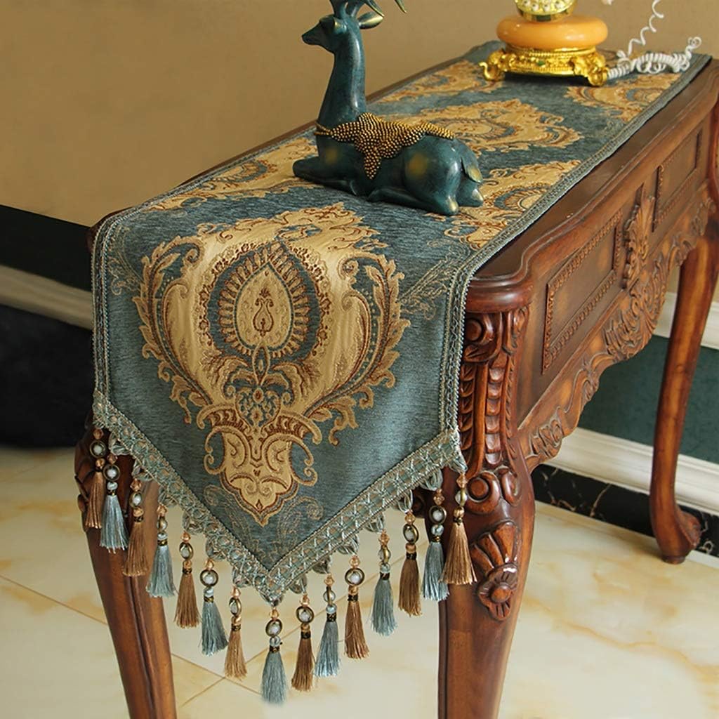 Lace Table Runners EmbroideRood Flowers Table Runner with Multiple Tassels Floral Pattern Table Runner with Tassel Dining Party,4 Colors (Color : C, Size : 35 * 220cm) (C 35*280cm)