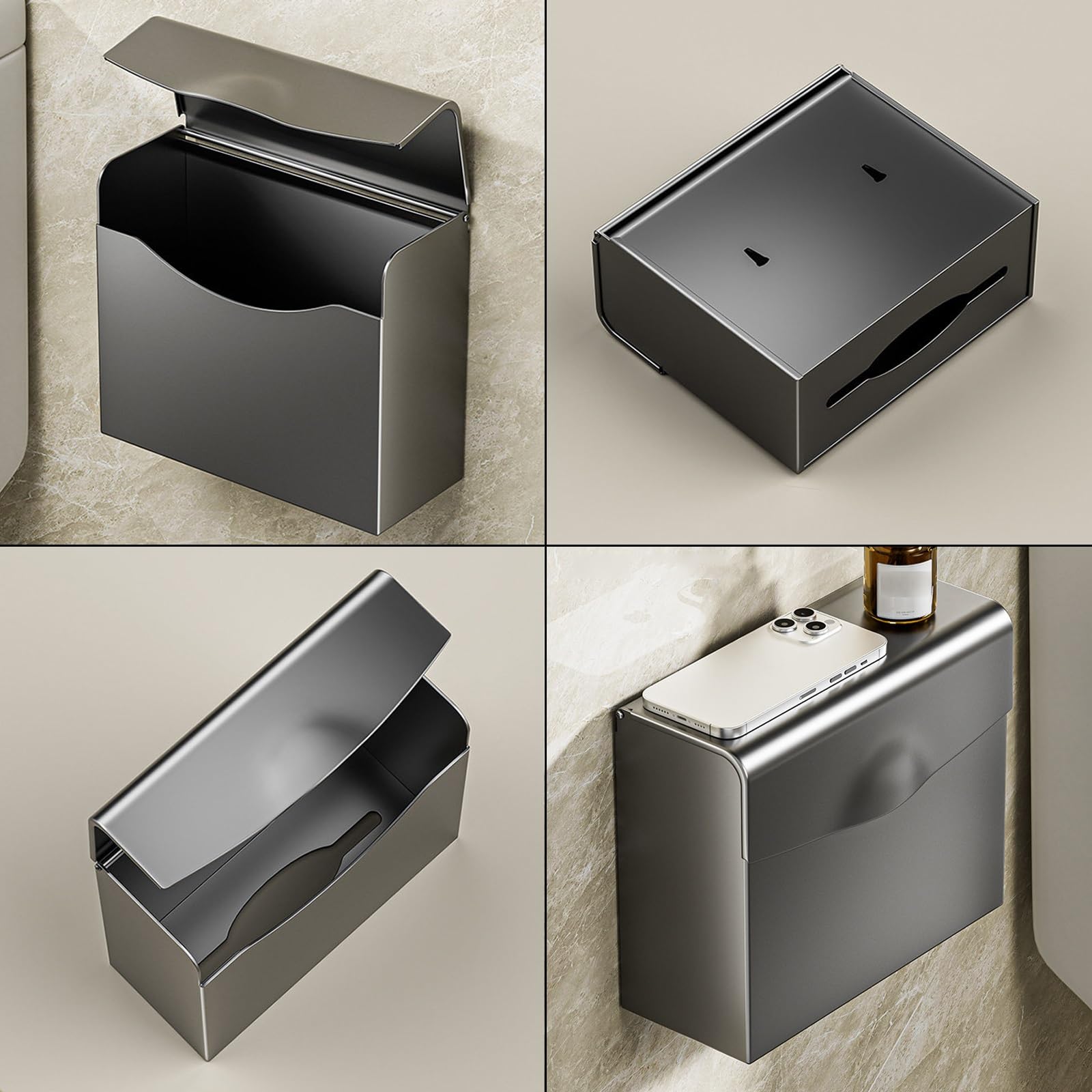 Dispenser Carta Igienica, Dispenser Carta Asciugamani, Distributore di Fazzoletti Commerciale, Porta Carta Igienica da Parete, Portacartaigienica Bagno Acciaio Inossidabile(Silver)