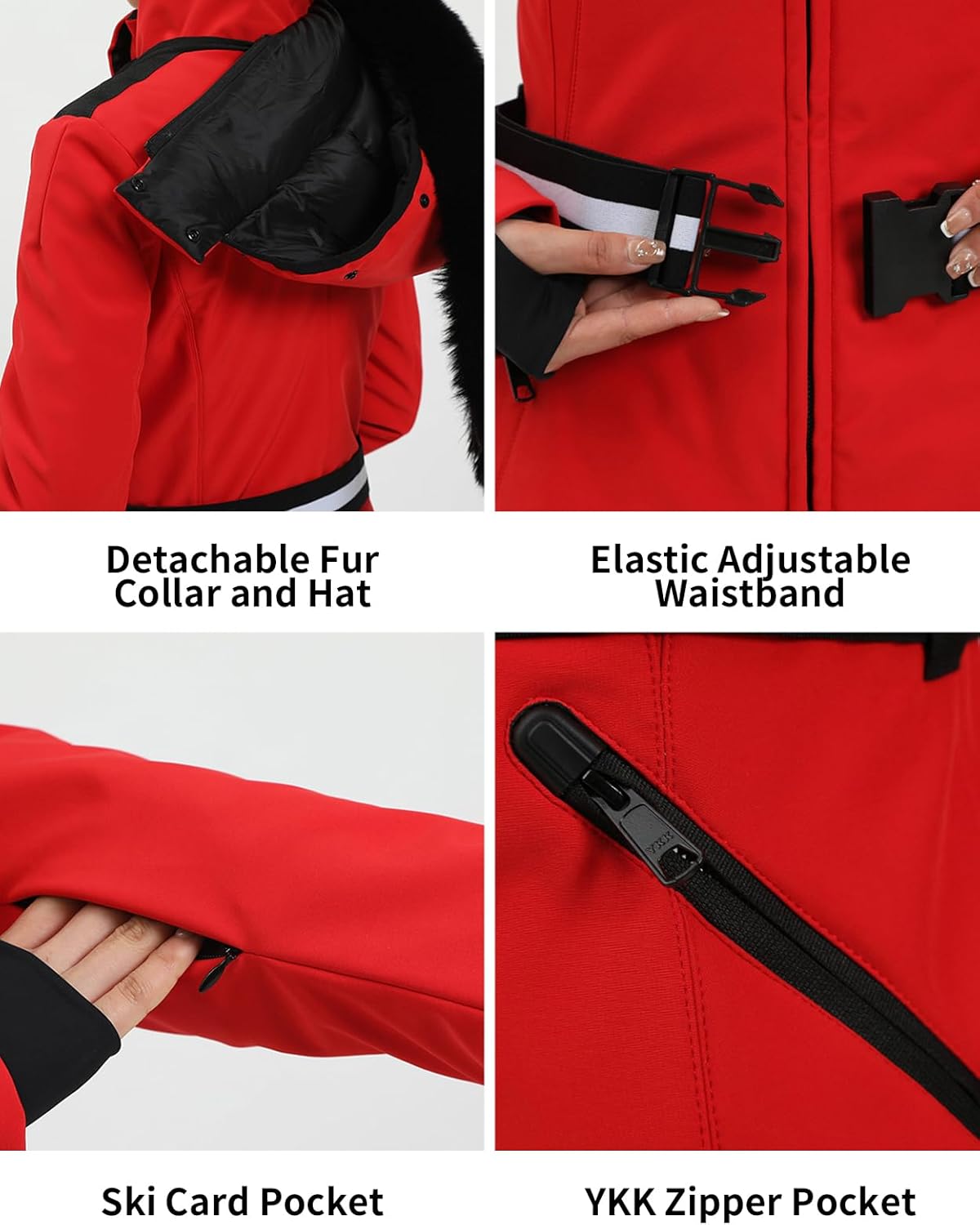 GSOU SNOW Women's Ski Jacket Snowboard Warm Winter Short Slim Snow Coat Jacket Mountain Windproof Waterproof Insulated Hooded - Image 5