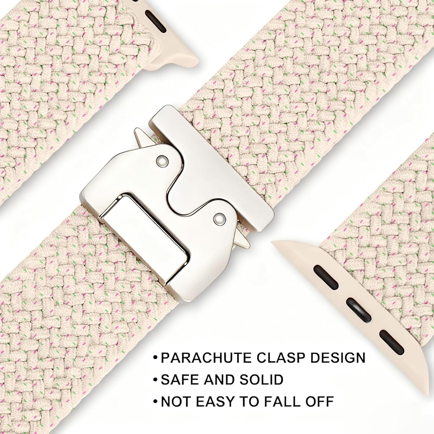 Parachute Buckle Strap for iWatch Series10-1 SE/Ultra3 2 1,Braided Solo Loop Elastic Nylon Sports Band Compatible with Apple Watch Bands - Image 4