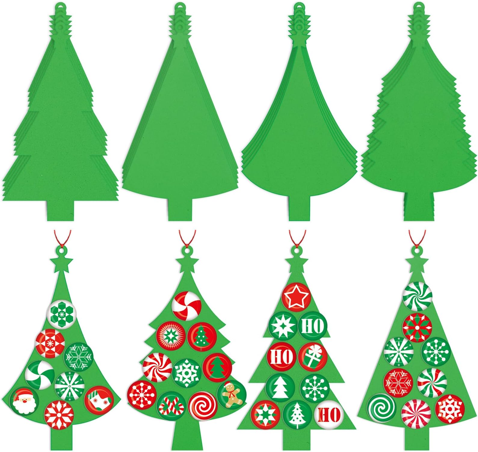 Karenhi 24 Set Foam Christmas Tree Craft Kits for Kids, Candy Theme DIY Christmas Craft Ornament Make Your Own Christmas Craft Project for Xmas Holiday Party Decor