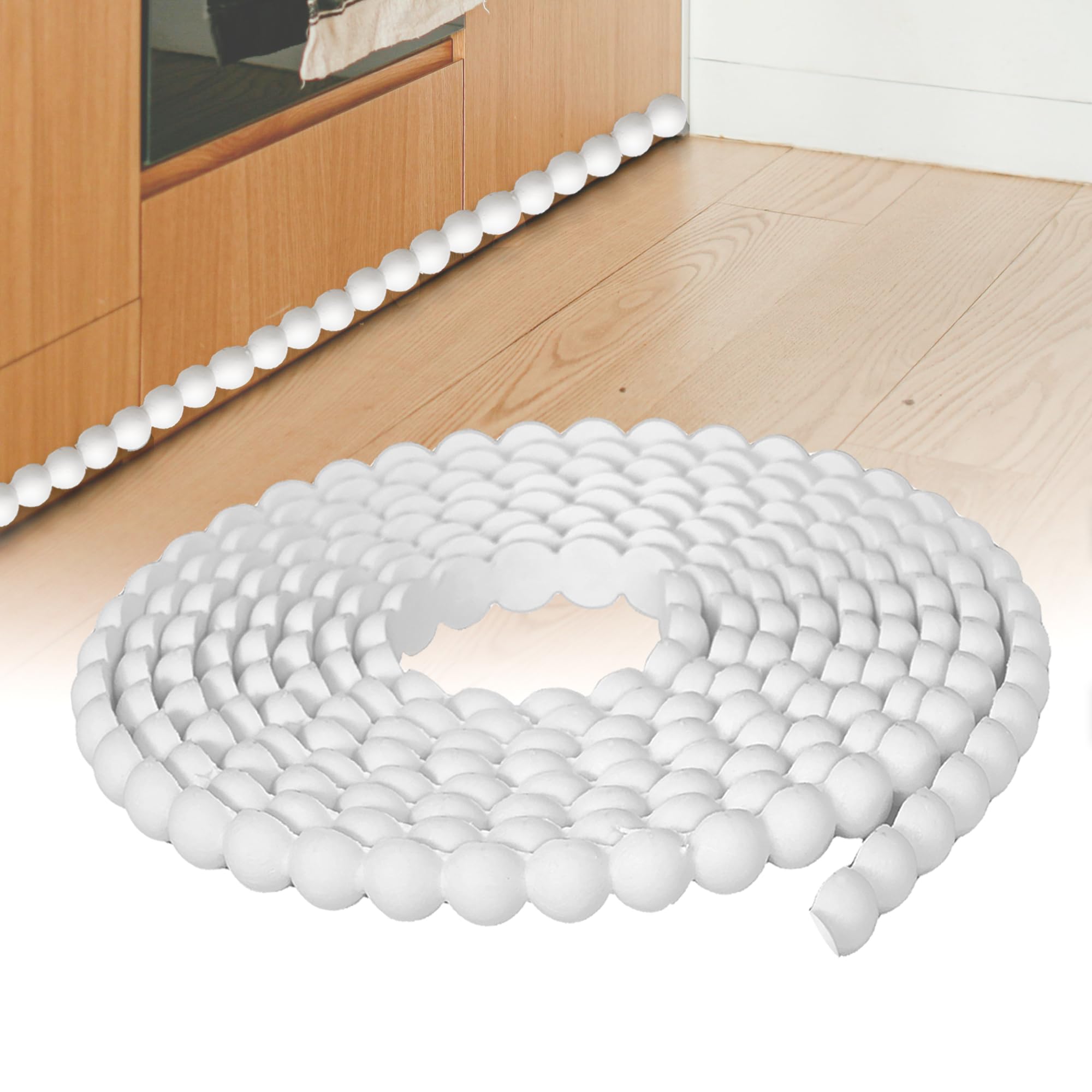 Flexible Bead Molding Trim, 10ft White Wall Molding Trim Peel and Stick Roll Flexible DIY Decorative for Mirror Frame Border Cabinets Ceiling Bathroom Wall Edge