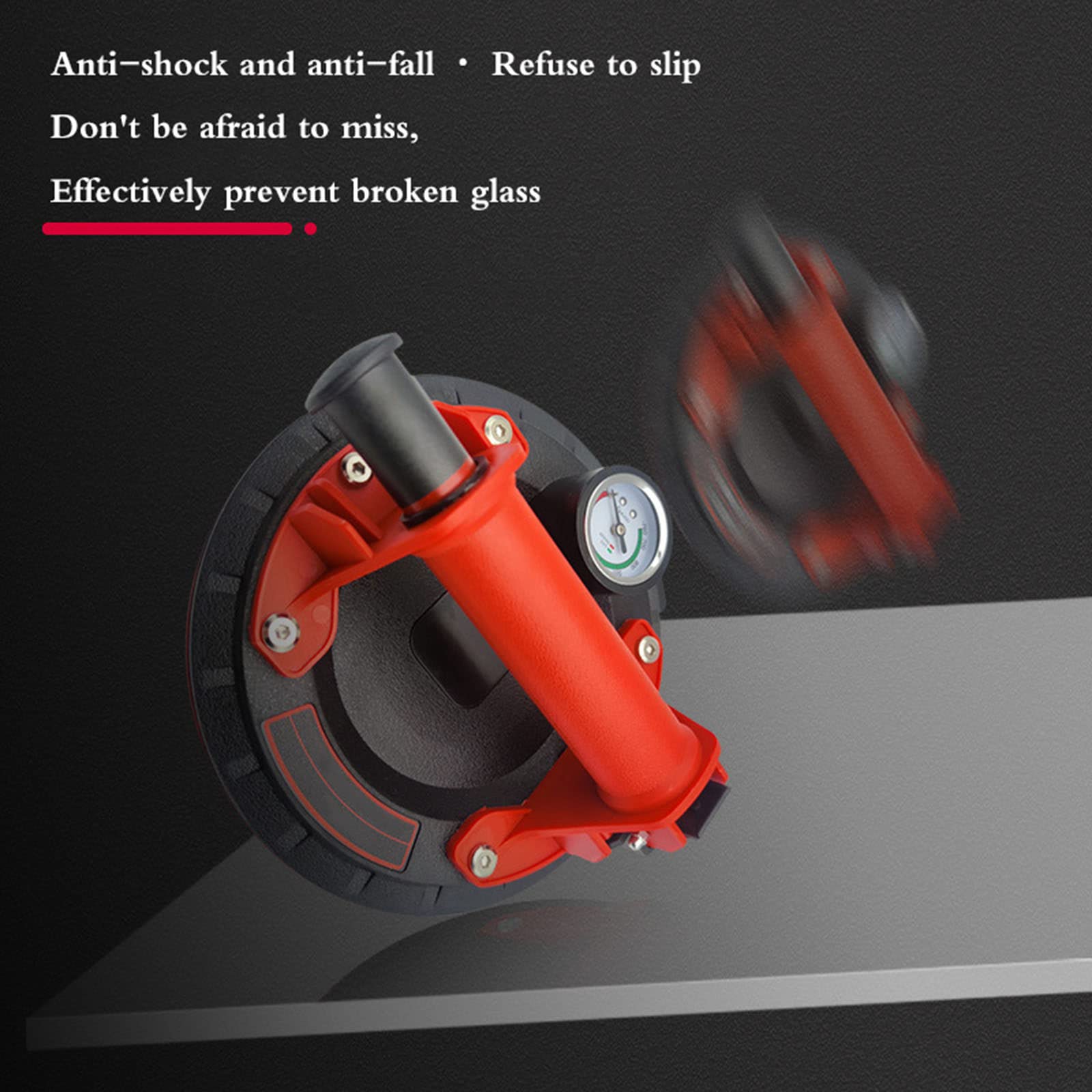 Bomba de AIRE Manual de 8 pulgadas con Doble vacío para azulejos, con manómetro, Doble Escape, Resistente, de silicona espesa, Color Negro