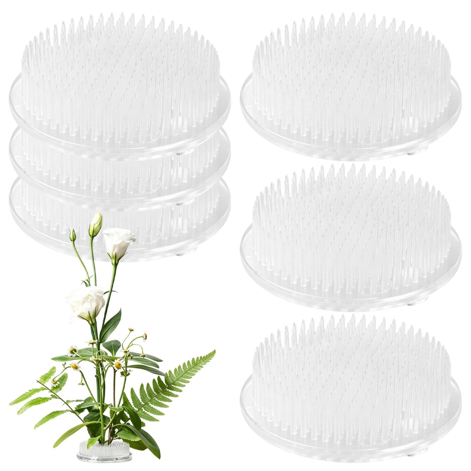 6pcs Flower Frogs for Arrangements, Kenzan Floral Frogs Tool, Transparent Floral Frog Ikebana Vase with Clear Pins Stable Base for Wedding Home Decoration Vases
