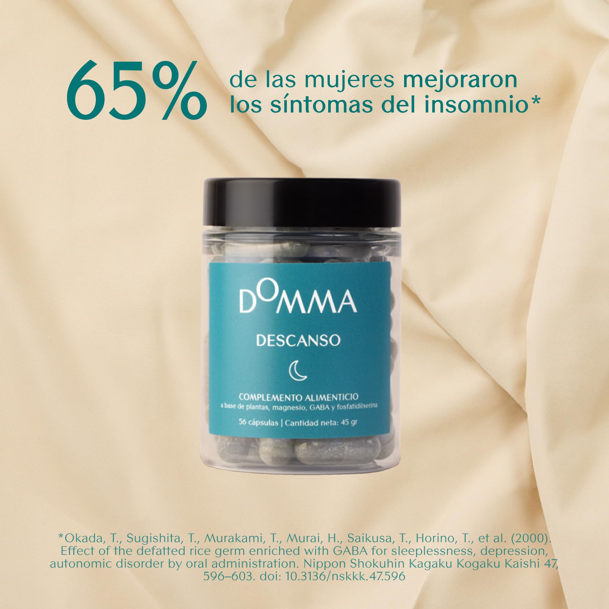 Menopausia - Descanso Domma | Cápsulas para dormir de forma natural | Tratamiento natural para el insomnio y los sudores nocturnos con salvia, reishi y amapola californiana | Sin Melatonina - 56 caps