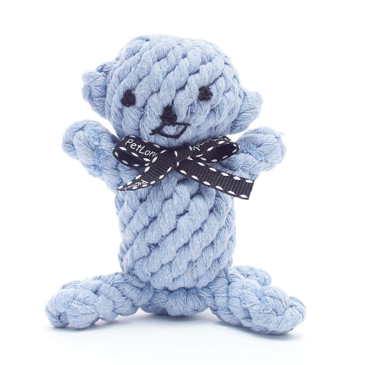 Pet London Teething & Chewing Rope Toy Animals - 100% Natural Cotton Mix Flossing & Teething Rope Characters - Panda Elephant Giraffe Flamingo Monkey Rope Animal Friend Characters (Monkey)