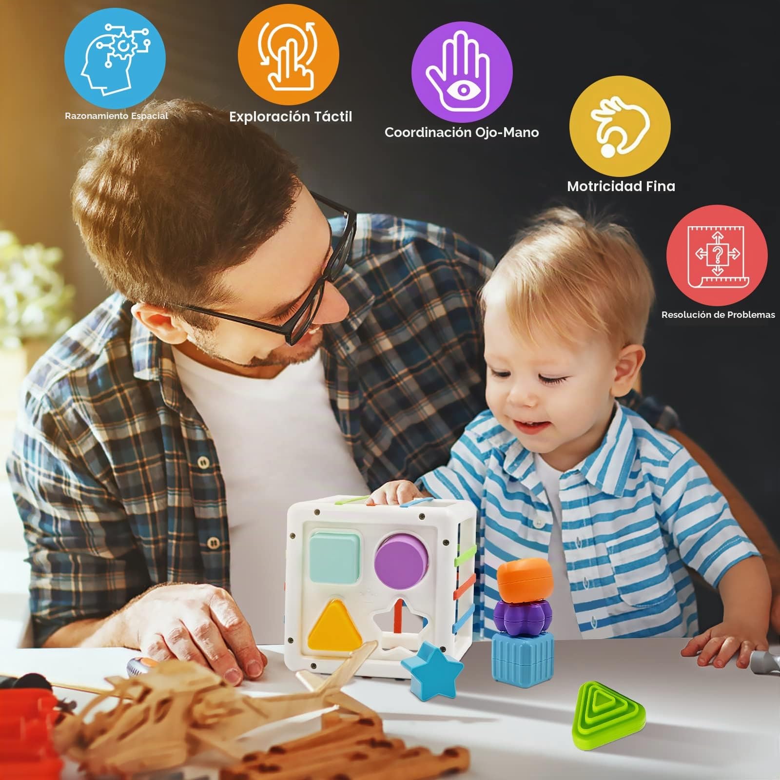 Mailesi Juguetes Montessori Niños 12 18 24 Meses, Juguetes Bebes en Forma de Cubo para La Motricidad Fina y el Aprendizaje Temprano, Regalo Sensorial para Niños y Niñas 1 2 3 Años, Regalo Juguetes