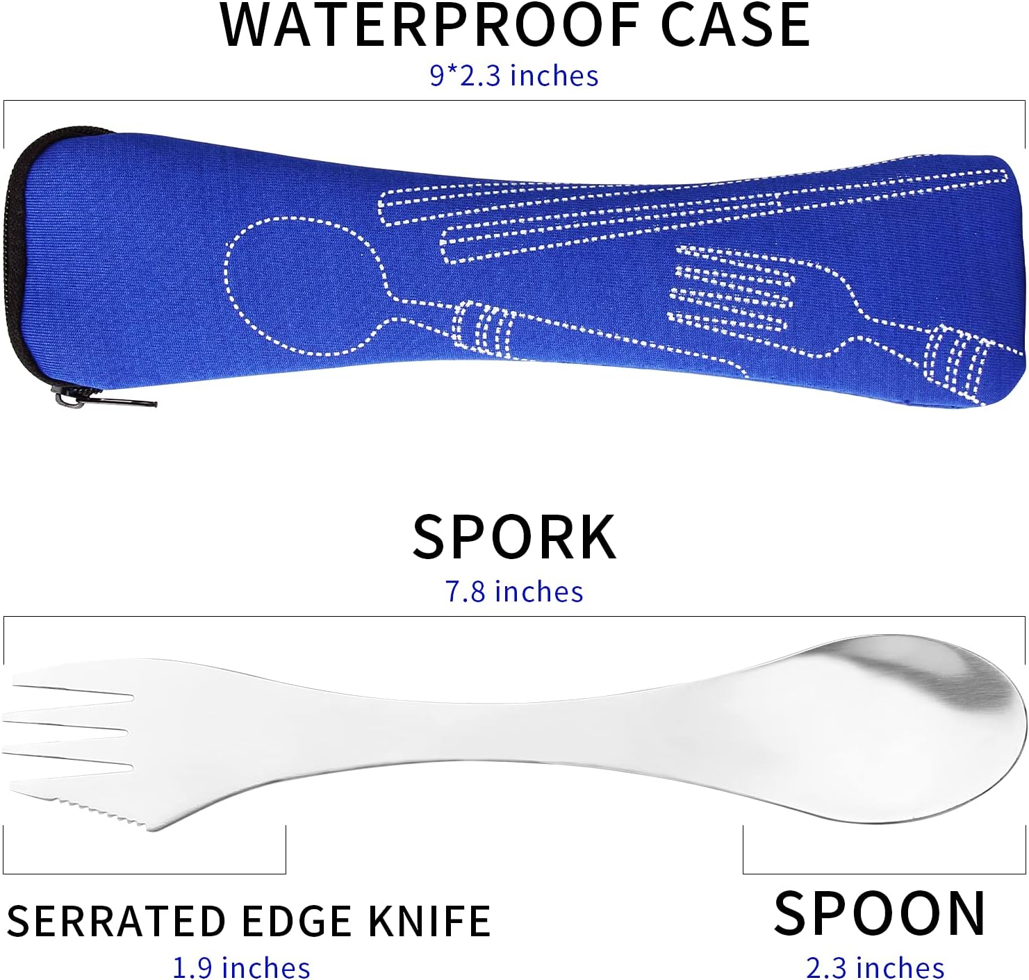 sansheng 6 Pack Stainless steel double-head multi-function fork, spoon, Stainless Steel Sporks for Household Use Camping Travel
