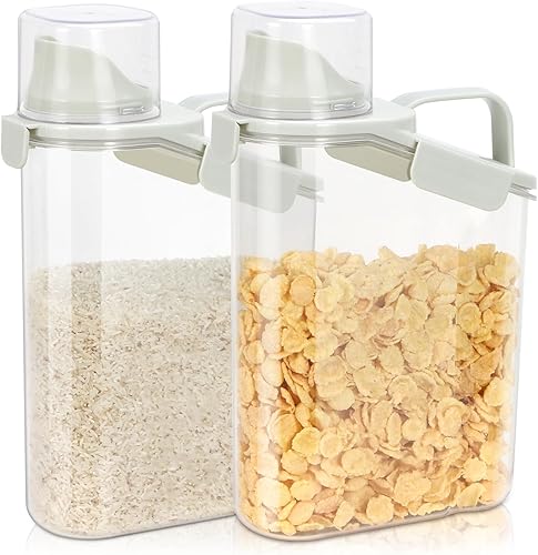 Miniatura 11 de TBMax Recipiente de arroz de 2 unidades, recipiente hermético para cereales, almacenamiento de avena con boquilla fácil de verter y práctico vaso