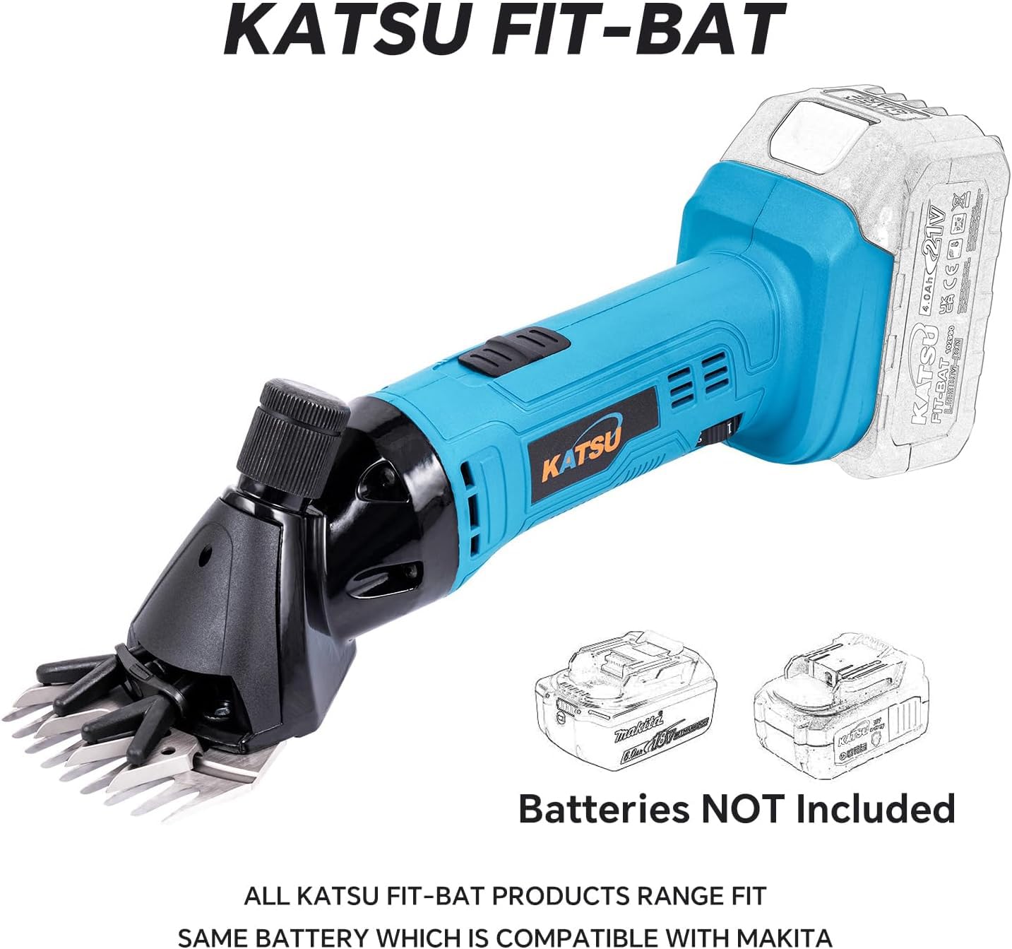 KATSU FIT-BAT Tijeras para Ovejas Inalámbricas 21V, Máquina Esquilar Ovejas Cabra Alpaca con 6 Velocidades, sin Batería ni Cargador