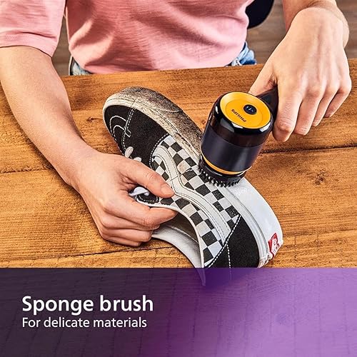 Miniatura 8 de Philips Limpiador de zapatillas - Kit de limpieza de entrenador con 3 cabezales de cepillo, 3 cabezales de cepillo azul/amarillo, 4 pilas AA, azul