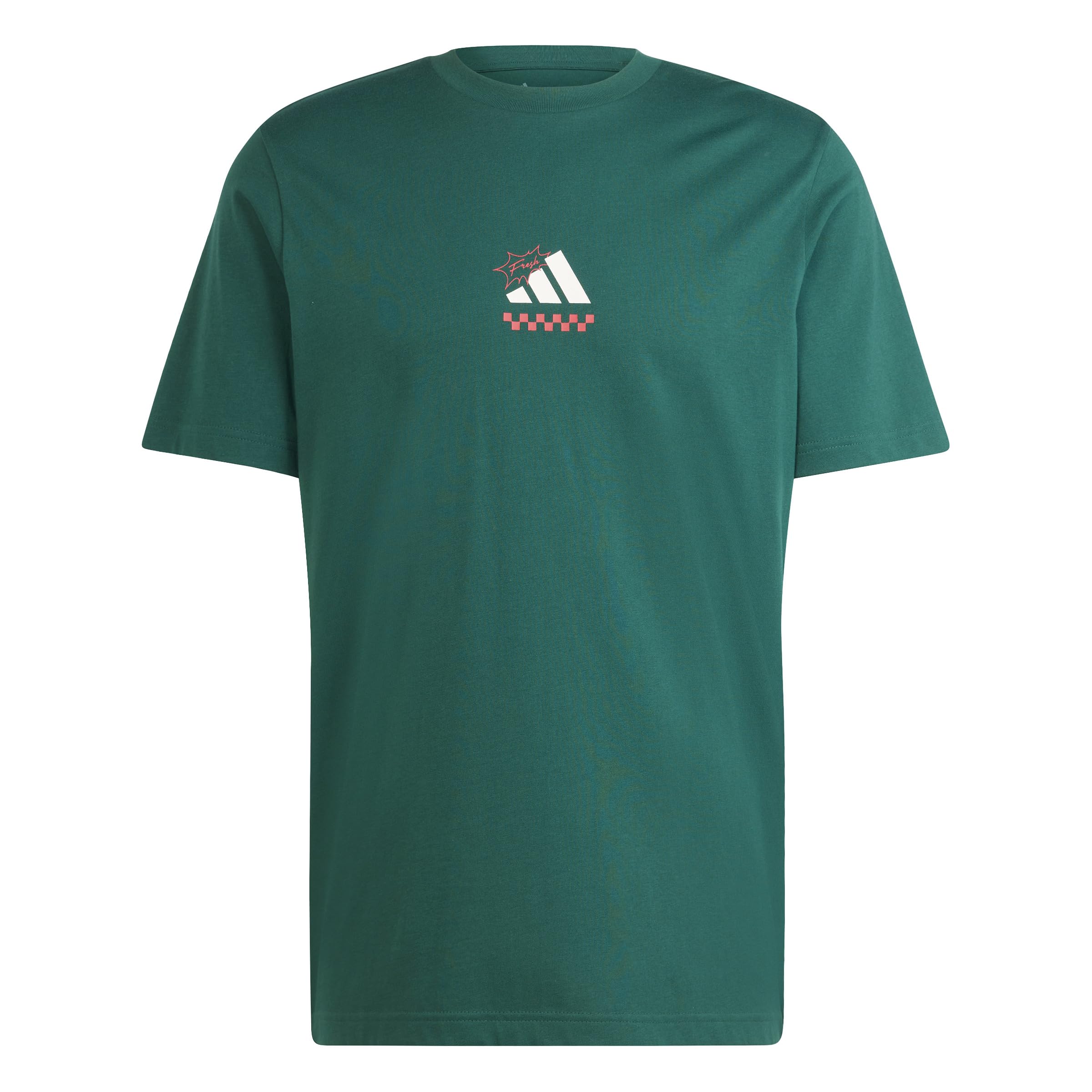 adidas Men's Three Slice Life, Pizza Back Graphic Tee, Short Sleeve, Collegiate Green, XL