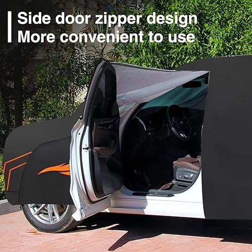 Miniatura 4 de Car Cover for  Q8 2018-2023Custom car Cover with Zipper Door to Protect Against rain, Snow, Sun and Wind Outdoor Car Cover(Black Orange)