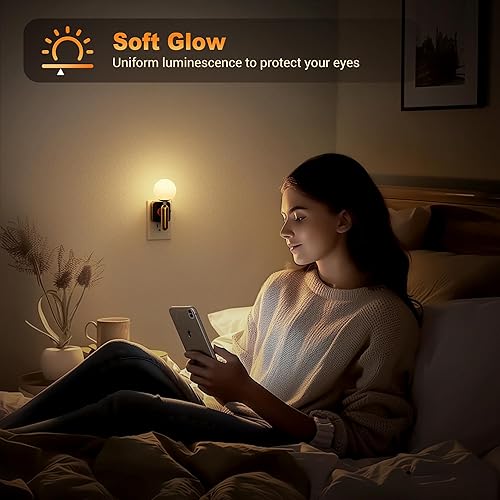 Miniatura 5 de JandCase Luz nocturna enchufable, luces nocturnas enchufables a la pared, luz nocturna LED suave de 3000 K, luz nocturna regulable de 0 a 100