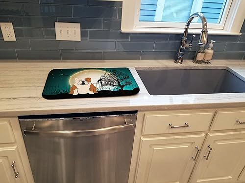 Miniatura 3 de Caroline's Treasures BB2315DDM - Tapete de secado de platos de Halloween con diseño de bulldog inglés, cervatillo blanco, absorbente para secar