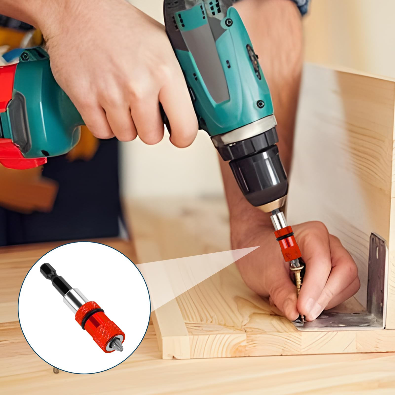Set de 3 Puntas Atornillador Imantadas, Portapuntas Magnético para Paneles de Yeso, Punta Pladur con Diseño Ajustable, Compatible con Atornilladores Inalámbricos y Taladros Manuales (Rojo)
