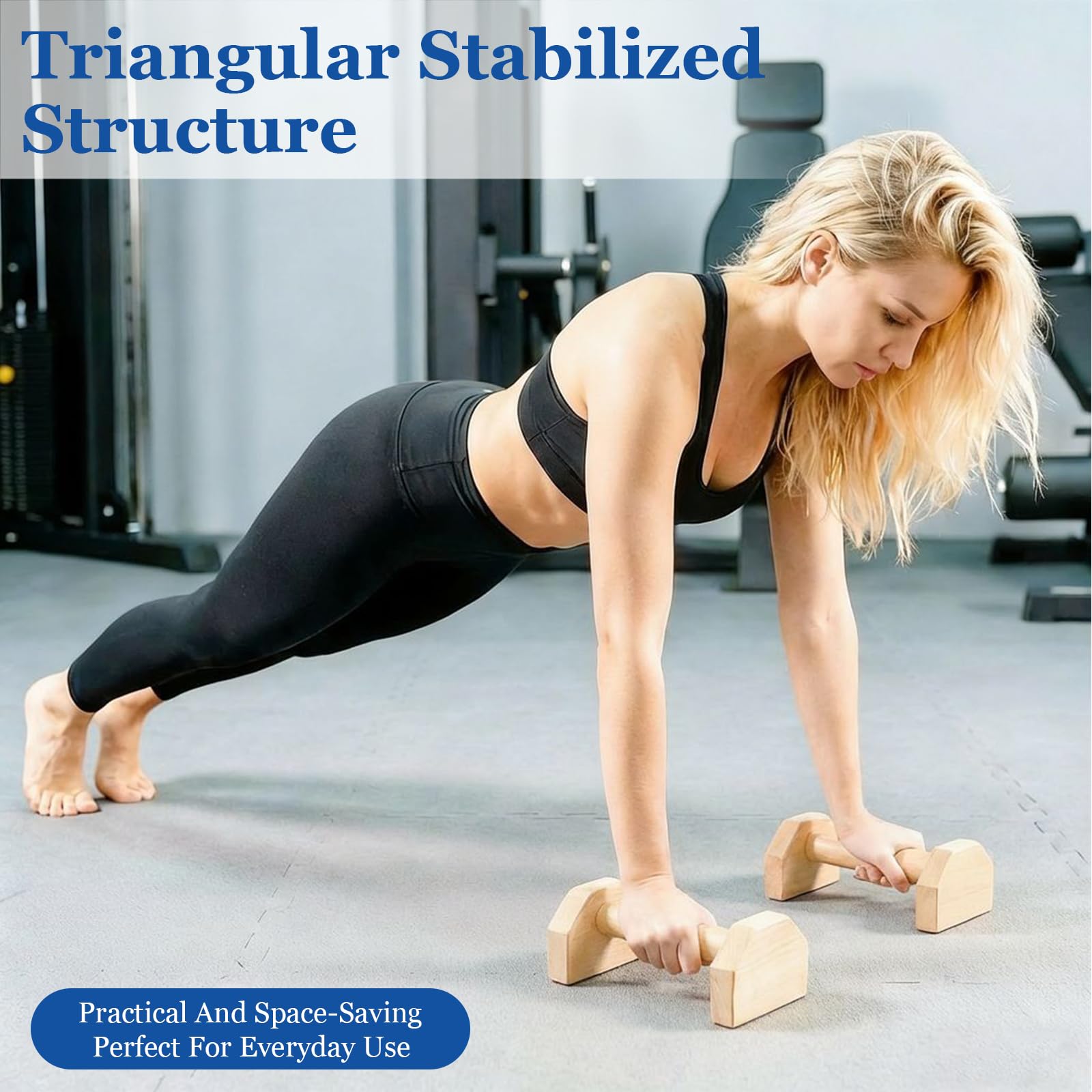 Lot de 2 Barres Parallèles en Bois (25cm), Parallèles Ergonomiques, Antidérapantes Durables, Barres Push up en Bois, Barre Parallèle Calisthenics pour Gymnastique, Fitness, Musculation