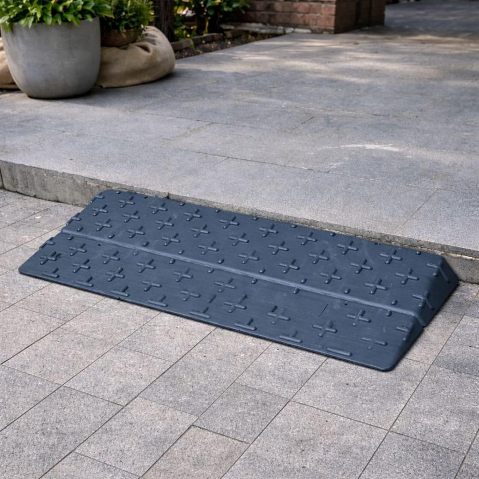 Rampa progowa HDPE z regulacją wysokości 2,5-12,5 cm, wzmocniona rampa najazdowa z antypoślizgową powierzchnią i rozszerzalnym systemem wtykowym, do garażu, magazynu, chodnika, wózka ręcznego i wózka