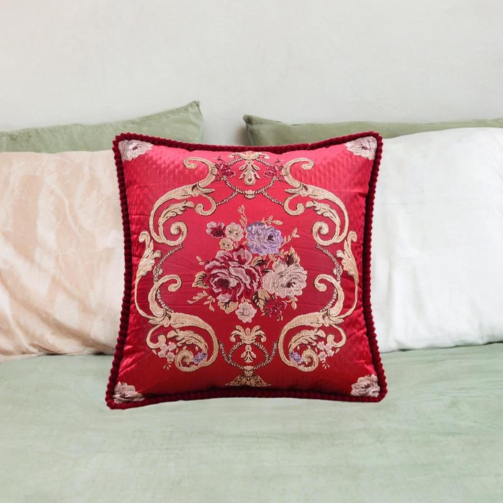 Amazon.co.jp: 刺繍入りクッションカバー 48cmx48cm 赤 – ヴィンテージ