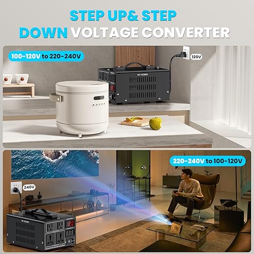 Miniatura 5 de Transformador convertidor de voltaje de 2000 W (110 V a 220 V o 220 V a 110 V) convertidor elevador hacia arribaabajo 110120 voltios - 220240