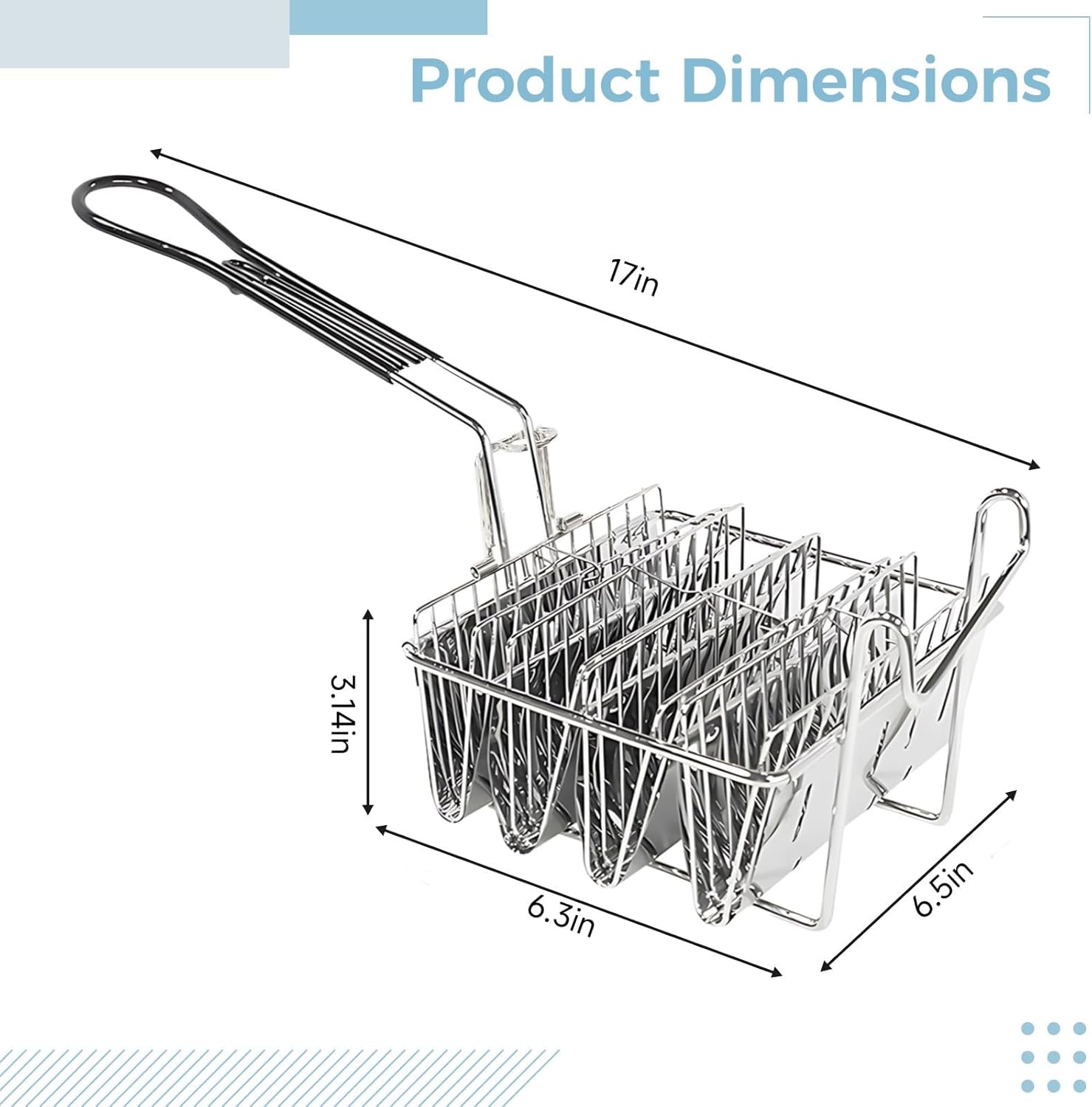 Detachable 4 Design Compartment Steel Stainless Basket Fryer Tacos, Heat-Resistant Handle, Fryers And Pots Regular Ideal, 4 Tacos Creating For Delicious