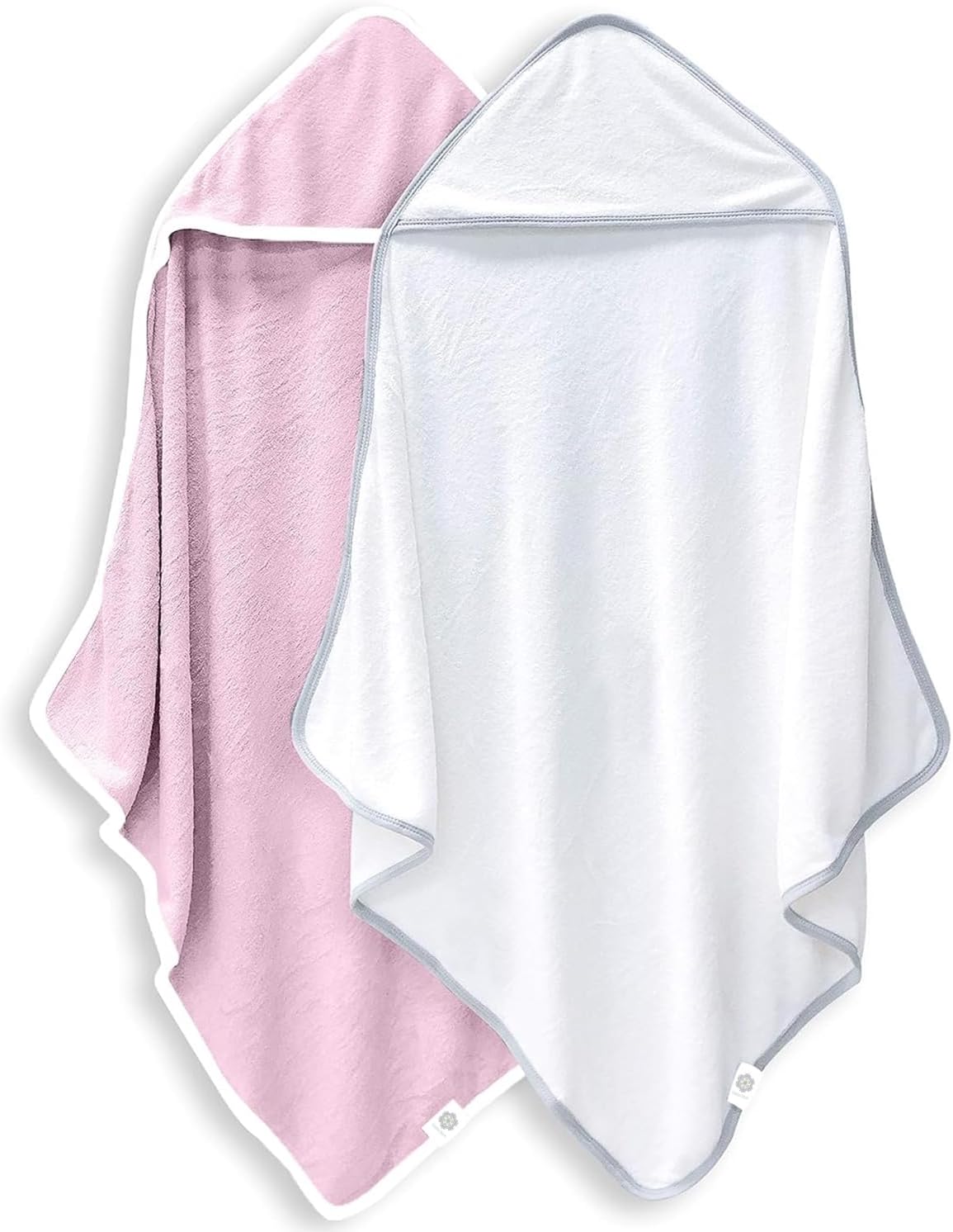 2 Pack Baby Bath Towel - Rayon Made from Bamboo, Ultra Soft Hooded Towels for Babies,Toddler,Infant - Newborn Essential -Perfect Baby Registry Gifts for Boy Girl - Pink and White