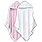 BAMBOO QUEEN 2 Pack Baby Bath Towel - Rayon Made from Bamboo, Ultra Absorbent - Ultra Soft Hooded Towels for Kids - X Large Size for 0-7 Yrs (White and Pink, 37.5 x 37.5 Inch)