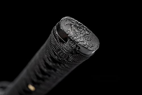 Miniatura 7 de Espada japonesa samurái negra Katana espadas forjadas a mano