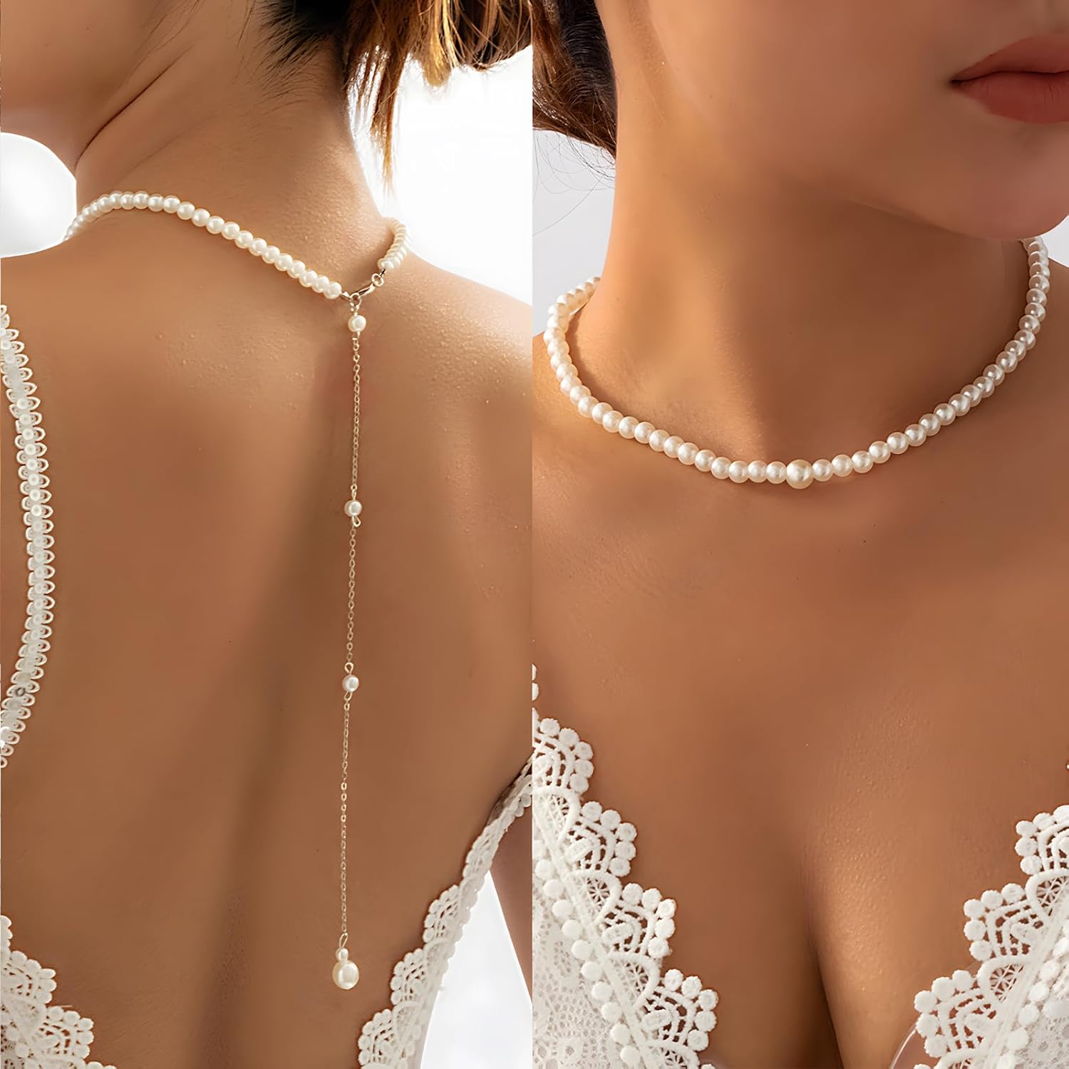 Sexy Pearl Back Chain Necklace for Women Bridal Wedding Long Pearl Backdrop Necklaces Backless Dress Body Chain Jewelry - Image 2