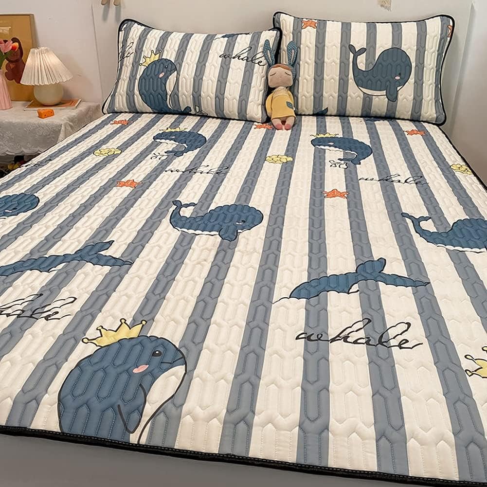 Three-Piece Ice Silk Mat in Summer, Washable Bed Mat, Collapsible Student Dormitory for Single Use in Winter and Summer (Colour: Blue, Size: 2m Bed) (Blue 2m Bed)
