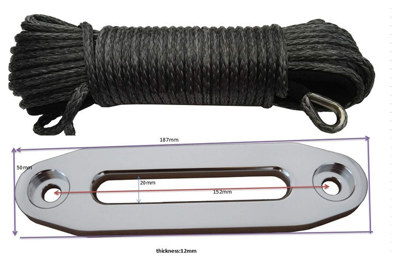 Zestaw lin syntetycznych do wyciągarek Szary 6mm * 30m Winch Rope Dodaj 4500Lbs Hawse Fairlead, Off Road Lina, Łódź Winch Lina, Wymiana Wciągarki Kabel