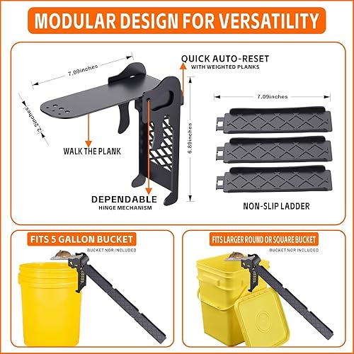 Miniatura 3 de Walk-The-Plank - Trampa para ratones con cubeta para ratones, 5 galones o más grande, multi-captura, reinicio automático, trampas reutilizables para