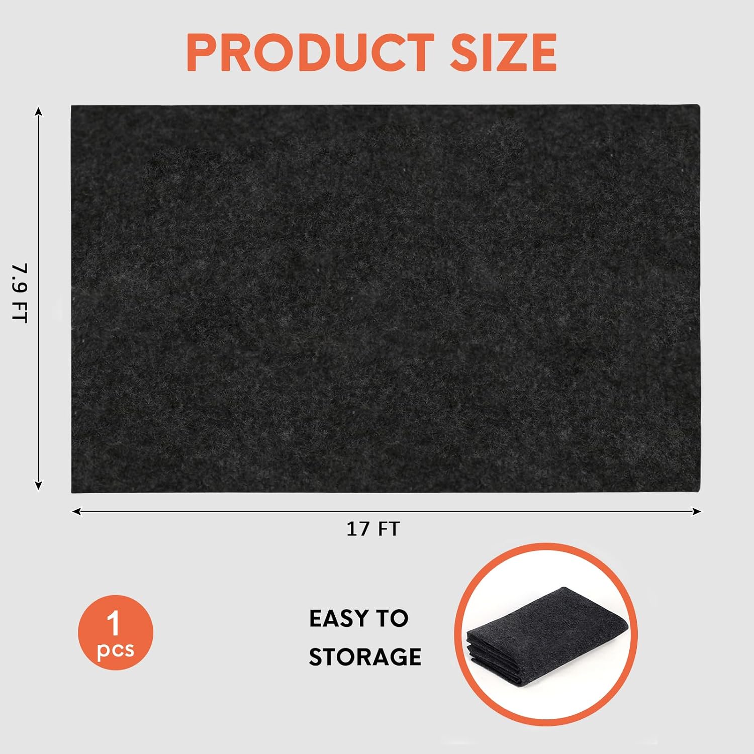 JERIA 1Pcs 17 X 7.9 Ft Oil Spill Mat for Under Car Driveway,Oil Leaks Absorbent Oil Pad,Tape Rubber Mat Garage Floor,Reusable,Waterproof Backing,Stain Resistant