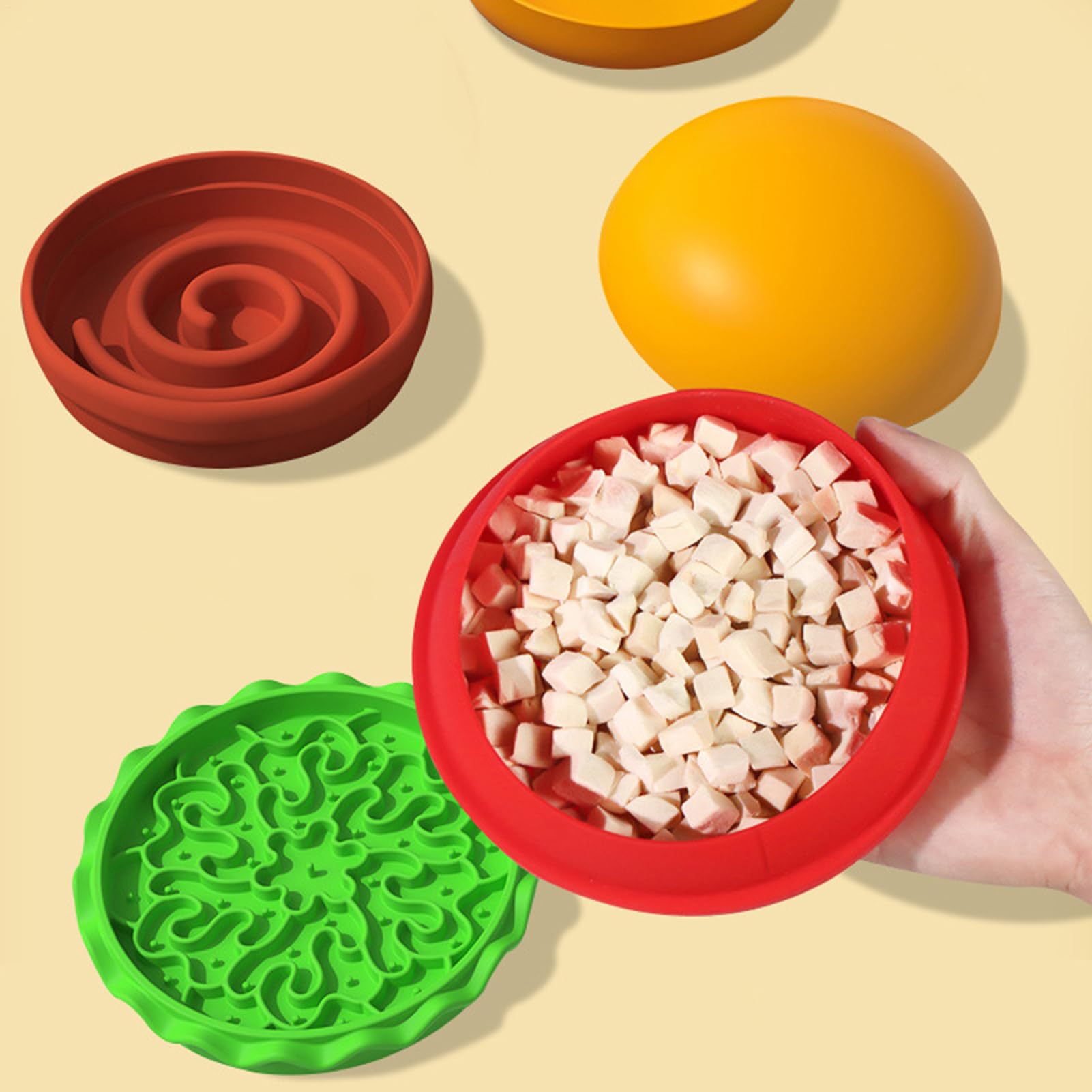 Mangiatoia lenta per gatti, mangiatoia lenta per cibo umido – Dispenser | per hamburger design hamburger anti-soffocamento antiscivolo cibo formazione noia mangiare leccare masticatori