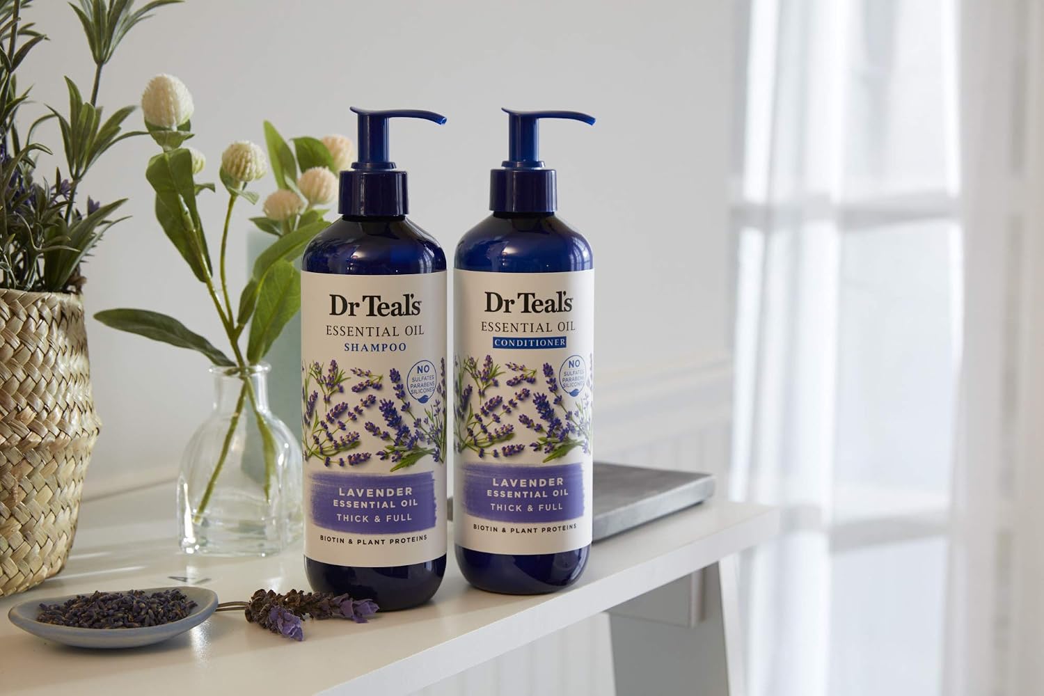 Dr Teal's Lavender Thick & Full Essential Oil Conditioner, Sulfate Free, 16 Fl Oz