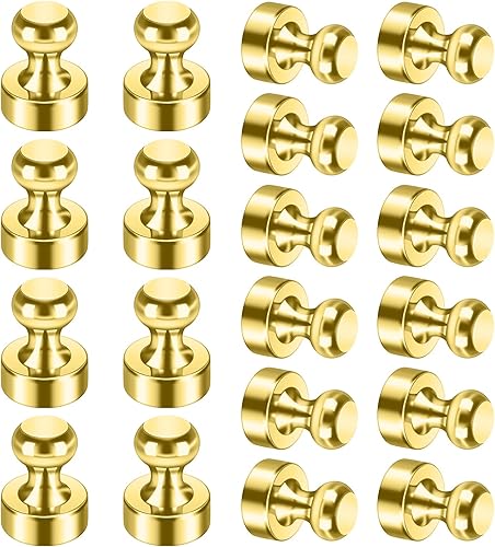 Paquete de 20 imanes dorados para nevera para pizarra blanca, imanes de oficina para refrigerador, pizarra blanca, cartelera en cocina, aula, escuela