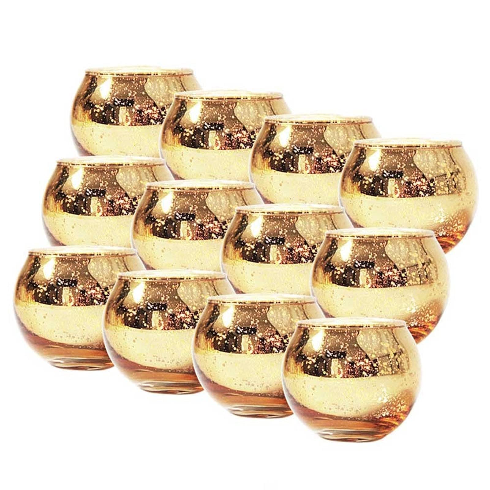 Sbjklyrn One Color Candleholder, 12 Pcs Holder Mercury Glass Tealight Candle Holder Wedding Parties Hotel Cafe Bar Home Decoration Supplies