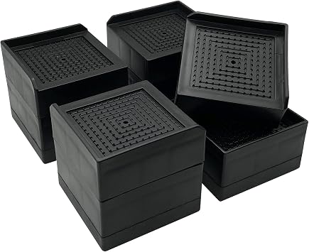 Bed Risers, Furniture Risers 3 inch, Heavy Duty Raise Blocks for Bed Couch Desk Sofa Table, Adjustable Lifters Support up to 1300 Lbs Black, 4 Pack Set